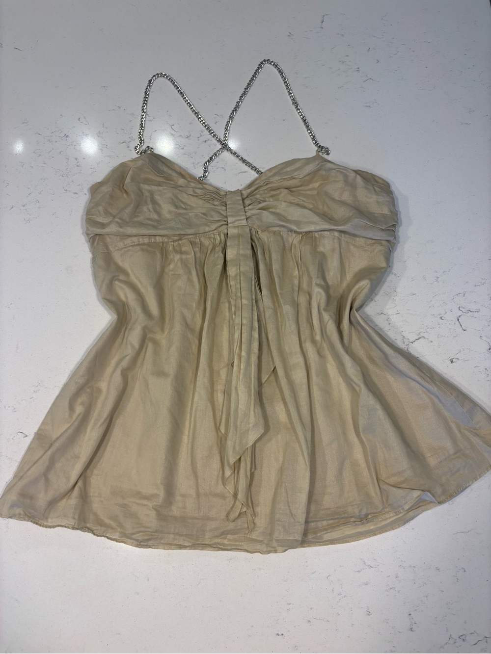Chain-Strap Cream Women's Strapless Top vintage Michael Kors